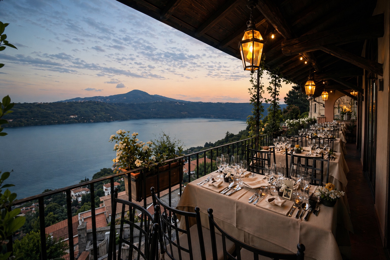 Terrace restaurant above the lake